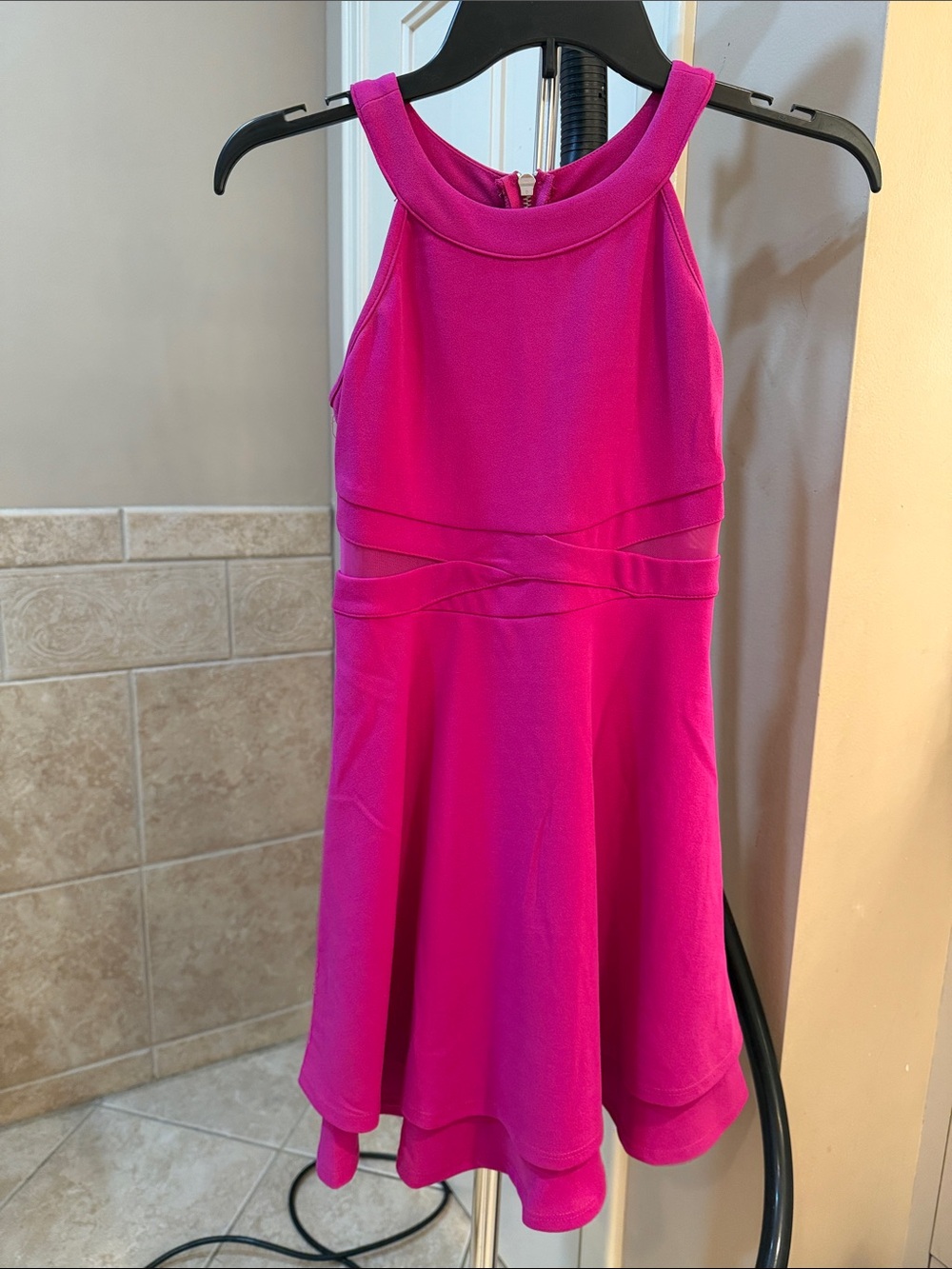 Tween Girls' fuchsia Halter Fit-and-Flare Dress